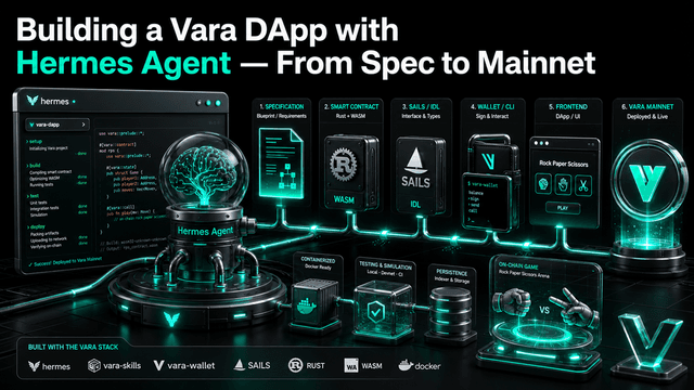 Illustration for «Building a Vara DApp with Hermes Agent - From Spec to Mainnet»